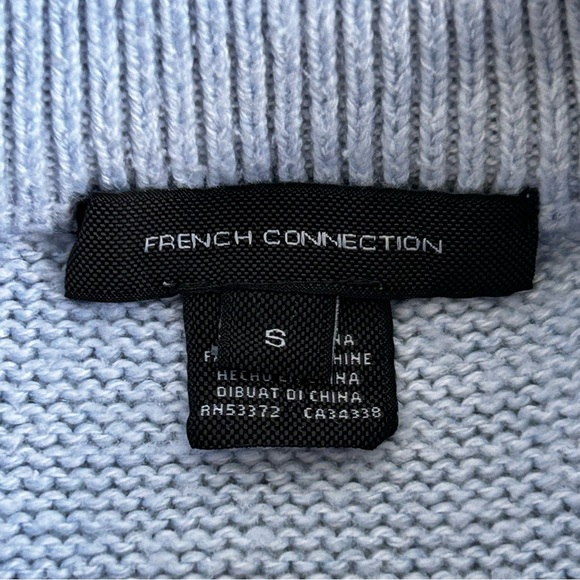 French Connection Violet Blue Textured Puffed Sleeve Knit Sweater - Picture 7 of 13